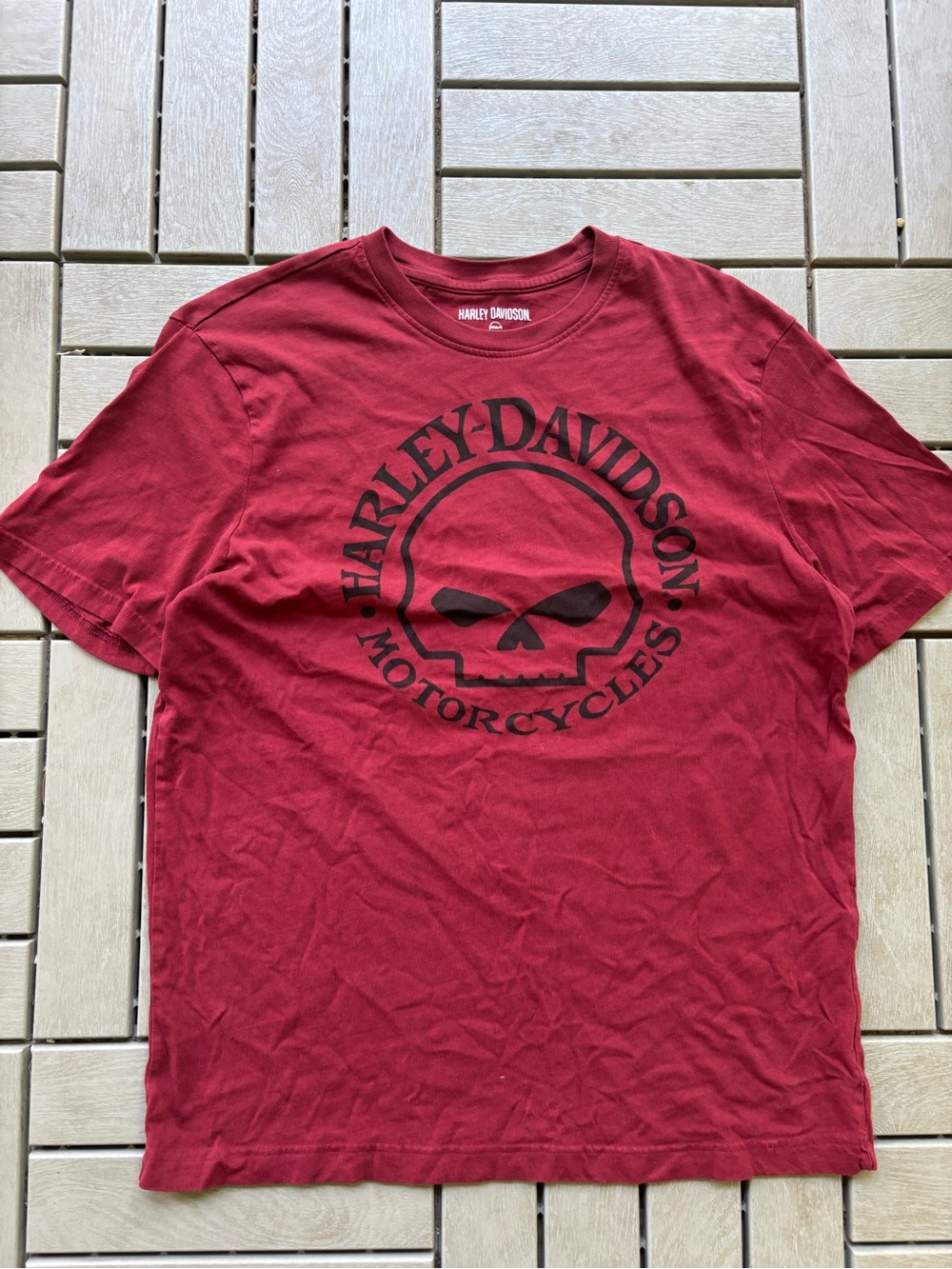 Harley-Davidson Maroon Short-Sleeve Skull Logo Tee